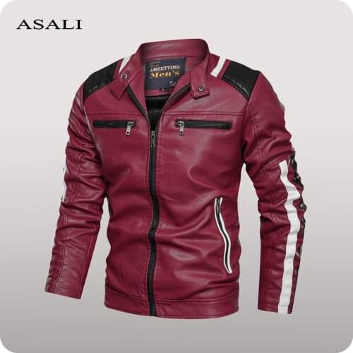 Mens Leather Jackets Autumn Casual Motorcycle PU Jacket Men Zipper Coats Fleece Warm Bomber Jacket Men Clothing Plus Size 6XL