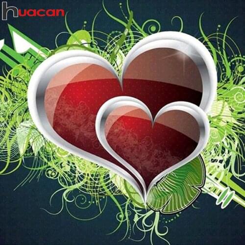 Huacan Diamond Painting Kit Heart Scenery Room Decor Full Square/round Diamond Embroidery Mosaic Love Landscape Diamond Art