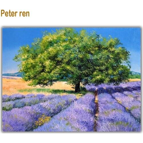 Peter ren Full Diamond Painting Cross Stitch kit Purple lavender green tree Wall Art Decor Diamond Mosaic Picture of Rhinestones