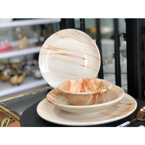 Ceramic Plates Set for 6 Person Dinnerware 24 piece - Dining Set 6 Platter - 6 Cake plate - 6 A dinner plate - 6 Soup bowl