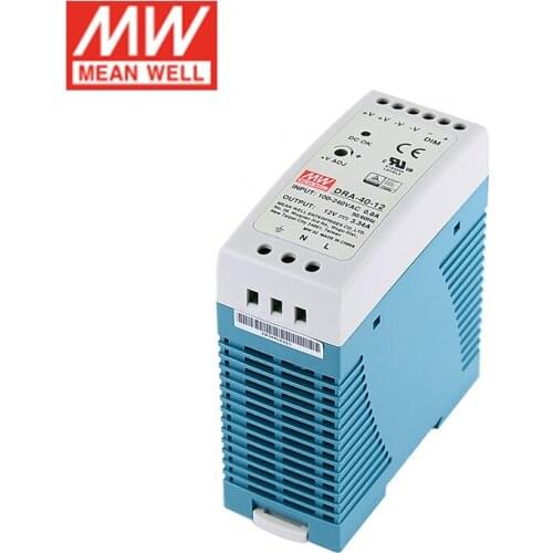 Original MEAN WELL DRA-40-12 40W 12V Constant Current Adjustable DIN Rail Power Supply 110V/220V AC to 12V DC 3.34A Meanwell PSU