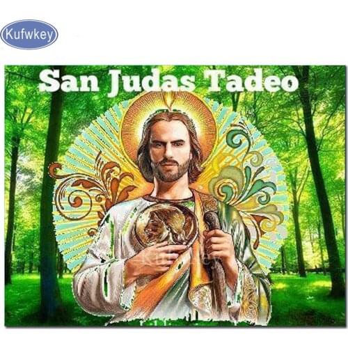 San Judas Tadeo diamond painting full square round,mosaic diamond picture diamond embroidery forest scenery landscape,wall arts