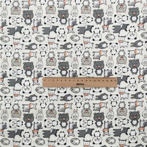 Printed Animals 100% Cotton Twill Fabric, DIY Patchwork Cloth,Sewing Quilting Bed Sheet Dresses Materials Baby Child Fabric