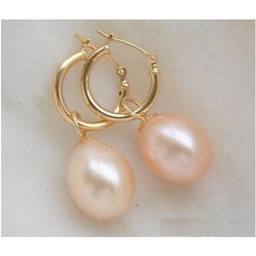 HOT sell AAA+ 9-10mm Freshwater pearl Pink Pearl Earring