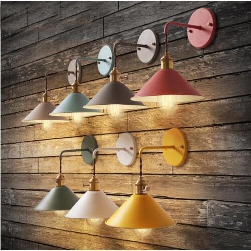 Nordic modern living room wall light stairway aisle bedroom bedside Macaron small black umbrella wall lamp E27 Socket Sconces