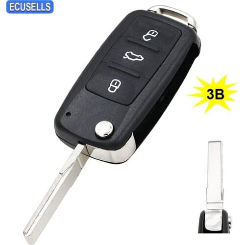 3 Button Folding Remote Key Shell Case Flip Car Key Housing Uncut Blade for Volkswagen Polo GOLF MK6 T-ouareg 202AD/H/C/Q 753AB