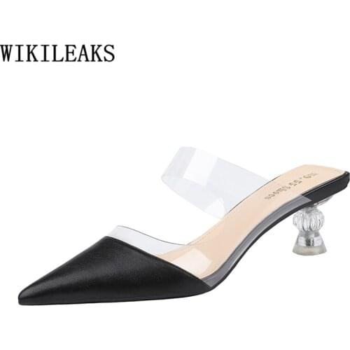 Mules High Heels Sexy Clear Heels for Woman Slippers Transparent Shoes Ladies Slippers Women Summer Slippers Women Heels 2020