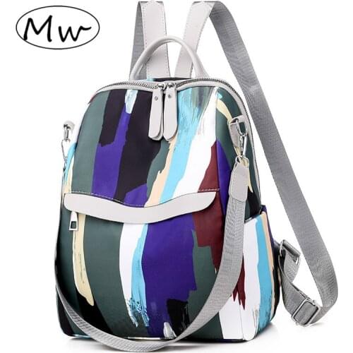 Women Travel Backpack Multifunctional School Bag for Teenage Girls Casual Stitching Printing College Shoulder Bag MD0249