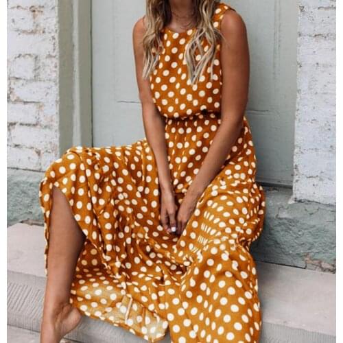 Spring and summer Autumn dress O-neck sleeveless fashion print wave point women female dress bohemian black 5color Vestidos