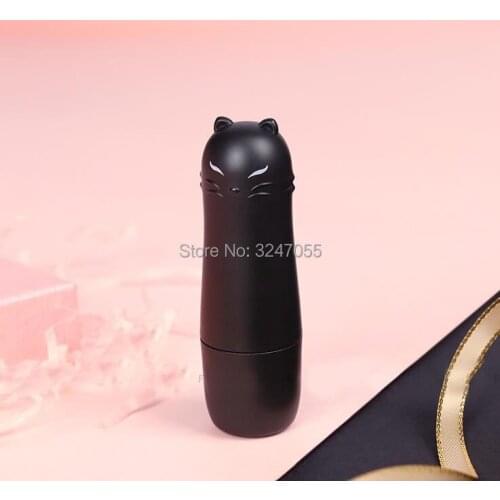 10/30/50pcs Plastic 12.1mm Black Cute Cat Lipstick Tube,Cosmetic Lovely Lip Balm Refillable Bottle, Beauty Makeup Lip Gloss Pack