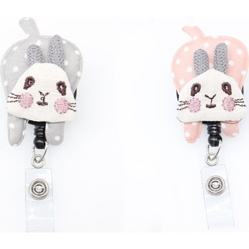 20pcs/lot 15kinds cute design different style cartoon animal fabric Felt Retractable id badge holder reel for nurse/gift