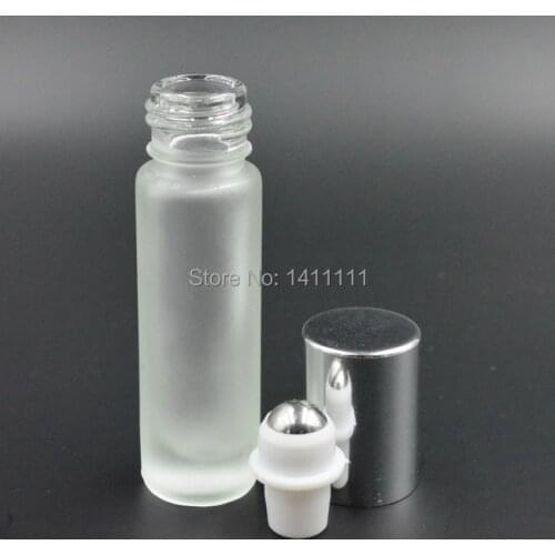 60pcs MINI ROLL ON Transparent Frosted GLASS BOTTLES ESSENTIAL OIL Steel Metal Roller Ball Wholesale by DHL/EMS Free Shipping