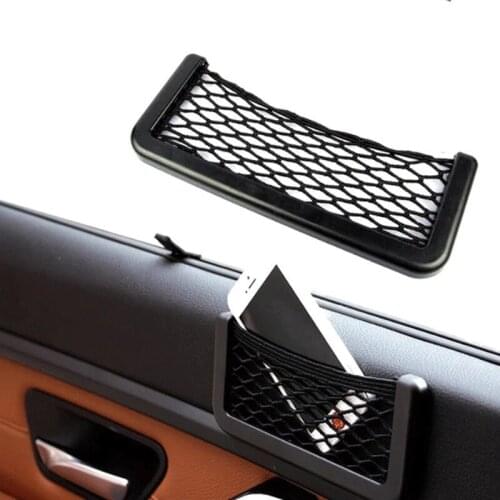 Car Organizer Storage Bag Auto Paste Net Pocket Phone Holder Car Accessories 20*8CM 8*15CM Universal