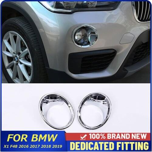 Car Styling Front Fog Light Circle Frame Cover Stickers For BMW X1 F48 2016 2017 2018 2019