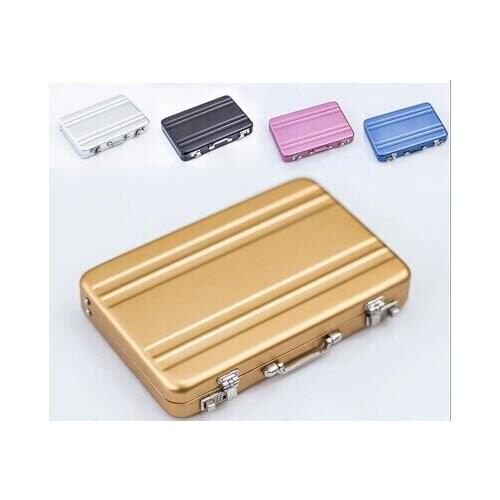Freeshipping 100pcs New Metal Mini Suitcase Business Bank Card Name Card Holder Case Box Puscard