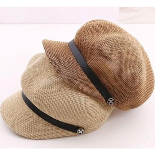 Seioum Brand Womens College Berets Summer Linen Breathable British Wild Berets Pink Black Fashion Ladies Beret Caps Cross Badg