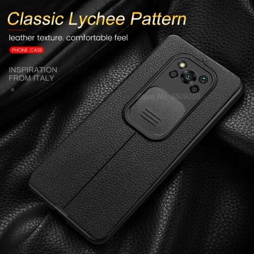 For Poco X3 Pro Case Lychee Pattern Covers For Xiaomi Mi Pocophone Poko Little X 3 NFS X3Pro PocoX3 Push Camera Protection Case