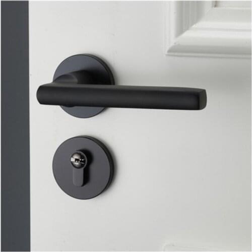 Black Space Aluminum Door Handle Interior / Bedroom Door Lock Split Silent Door Lock ,Door Hardware