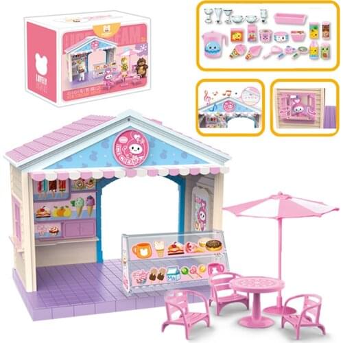 Childrens Birthday Gift Rabbit Family Ice cream House Takeaway Shop Ice cream Dessert Simulation Play House Toy