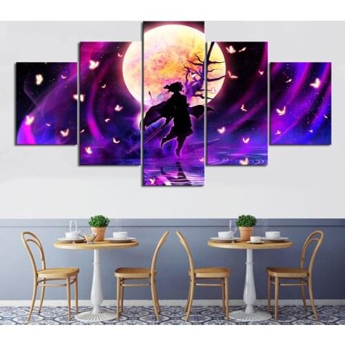 Home Decor 5 Piece HD Cartoon Swordsman Anime Picture Demon Slayer Kochou Shinobu Comics Art Wall Decor Paintings Home Decor