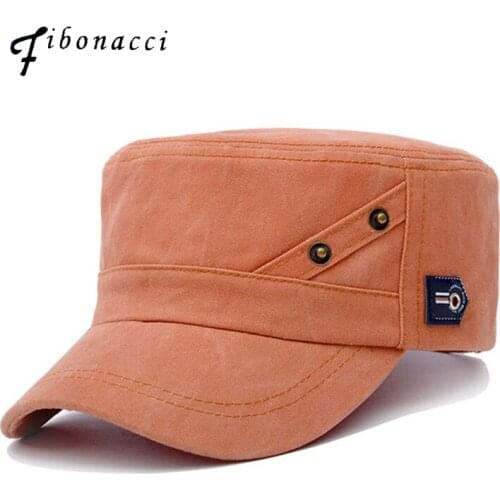 Fibonacci Military Hats For Men Cap Classic Vintage Washed Caps And Hat Adjustable Fitted Spring Summer Outdoor Flat Top Cap