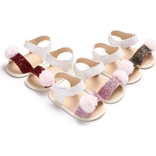 Summer 0-18M baby girl Soft Plush ball Princess Shoes First Walkers New Born Baby Shoes
