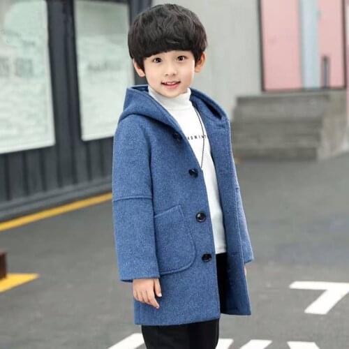 2019 Fashion Autumn Winter New Boy Woolen Jackets Fashion Childrens Coat Kids Boys Hooded Korean Style Clothing Outwear
