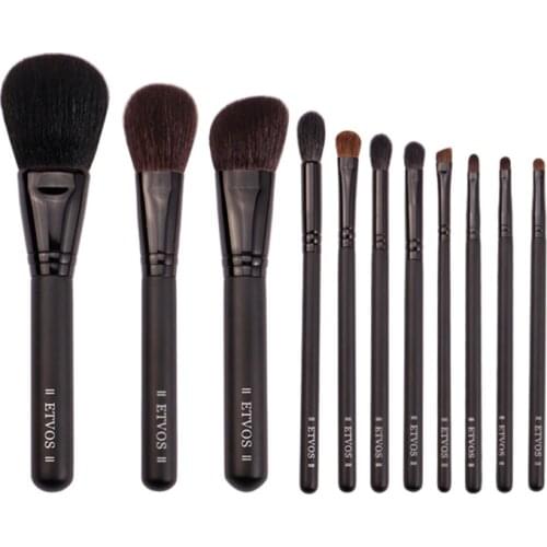 ETVOS 11Pcs Makeup Brushes Set Matte Black Professional Natural Goat Horse Hair Powder Eyeshadow Cosmetic Brush Tool