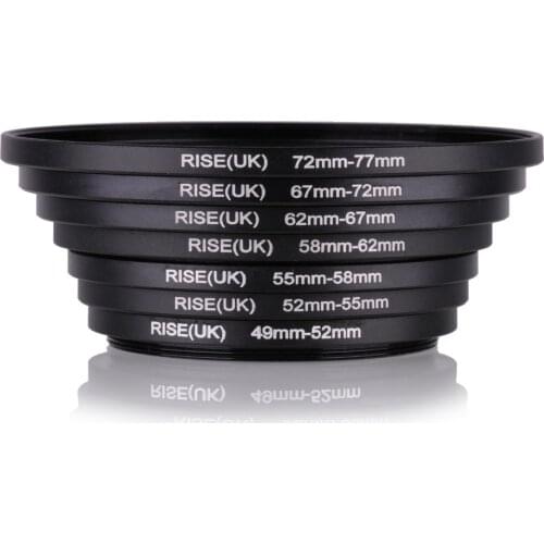7pcs Metal Step Up Rings Aluminum Universal Lens Adapter Filter Ring Set 49-52-55-58-62-67-72-77 mm 49mm-77mm