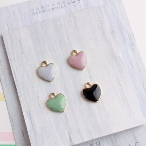 Delicate Green Pink Black Heart Pendant Gold Korean Charms Elegant DIY Accessories For Handmade Women Jewelry Necklace Bracelets