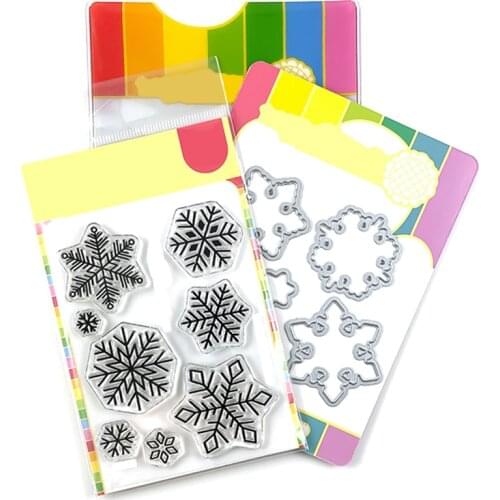 2021 New Christmas Snowflakes Pattern Clear Stamps and Metal Cutting Dies For DIY Craft Making Paper Greeting Card Scrapbooking