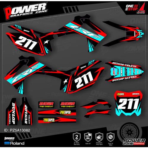 PowerZone Custom Team Graphics Backgrounds Decals 3M Stickers Kit For HONDA 2014-2017 CRF250R 2013-2016 CRF450R 082