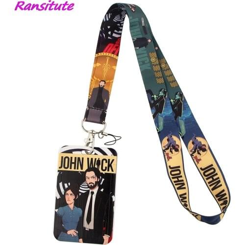 Ransitute R1697 Movie John Wick Lanyard Card ID Holder Car KeyChain ID Card Pass Gym Mobile Phone Badge Key Ring Holder Jewelry