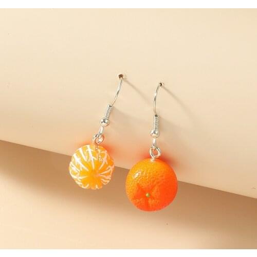 Creative Fun Cute Cartoon Drop Earring Women Girls 2021 New Trendy Acrylic Leaf Fruit Orange Pendant Earrings Jewelry Gift