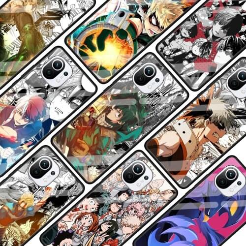 My Hero Academia Deku Glass Phone Case For Xiaomi Poco X3 NFC F3 Mi 10T Pro 9T Note 10 Lite 11 Ultra 5G 11i CC9E CC9 9T Cover