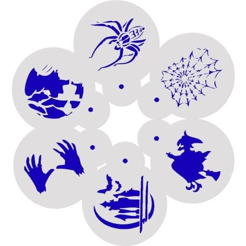 6pcs halloween coffee pattern Layering Stencils for Diy scrapbook/photo album Decorative Embossing coloring,painting