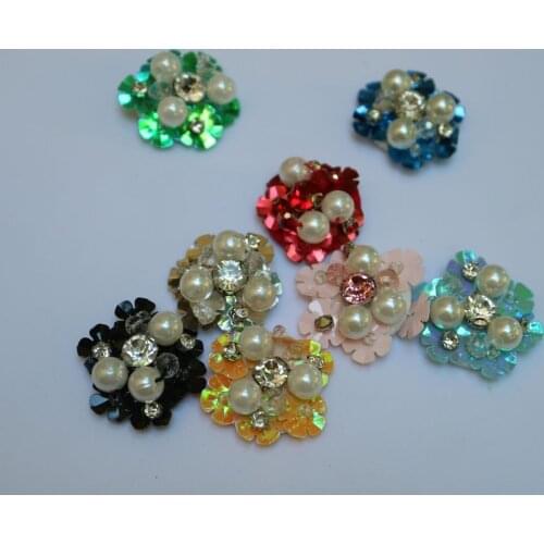 8pcs/lot flower embroidered beaded Patches for Clothes sew on rhinestone sequins parche Appliques Decoration Badge parche