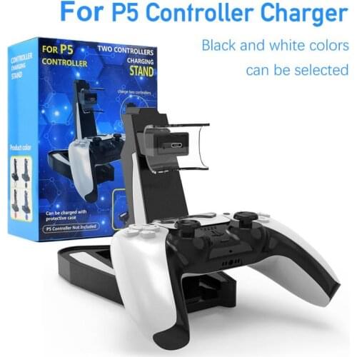 For PS5 2 Ports Controller Charger Double USB Fast Charging Dual Docking Station Stand & LED Indicator For PS 5 Controllers