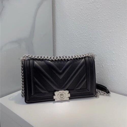 Genuine Leather Diamond Lattice Messenger Bag Designer Handbags High Quality Crossbody Bags for Women Diamond Chain