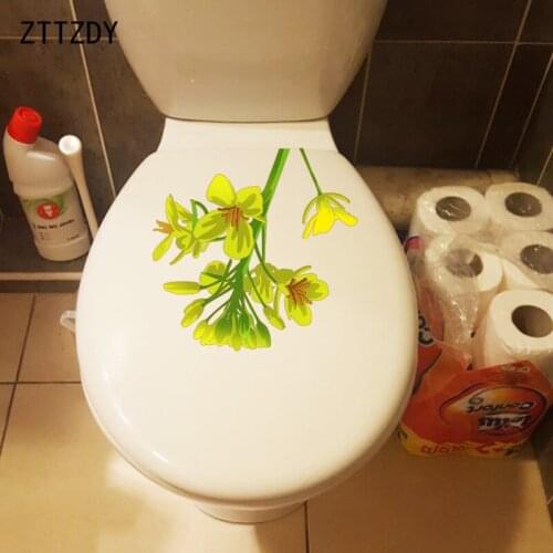 ZTTZDY 23.4*23.2CM Hand Drawn Canola Flower Bathroom Toilet Sticker Home Wall Decor T2-0633
