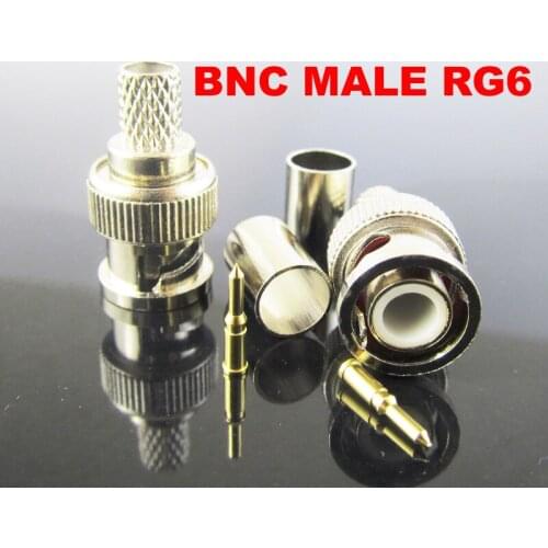 1 Set Nickel Plated BNC Male Plug Crimp RF Connector for Coaxial Cable RG56