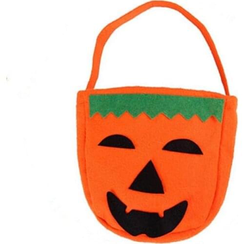1PC Non-Woven Fabric Bags Orange Pumpkin Buckets Candy Holders Child Halloween Parry Trick Treat Candy Bags Bag
