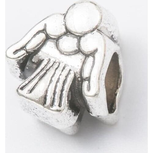 10Pcs/Lot angel Antique Silver Color DIY Zinc alloy Big Hole Spacer Bead Charm Fits Jewelry making Bracelet js1088