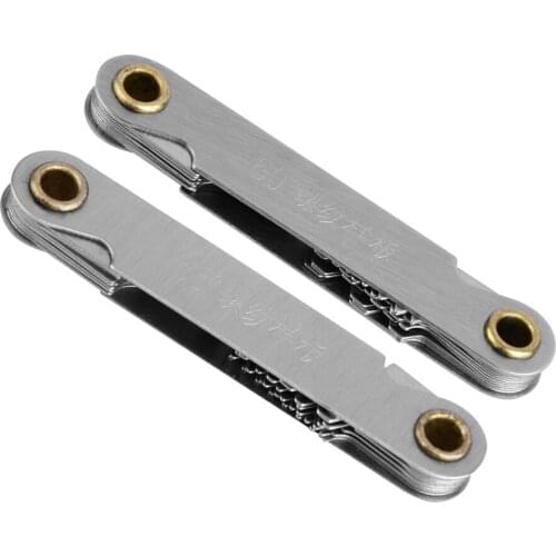 2Pcs Portable Imperial 55° + Metric 60° Foldable Stainless Steel Screw Thread Gauge 20 Blades Inner Outer Measuring Pitch Gauge