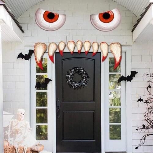 2021 Halloween Horror Wall Stickers Monsters Eyes Tusks Claw Halloween Party Decor Bar Room Garage Scary Decor DIY Wall Decals