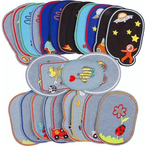25Pcs/set Sewing Repair Elbow Knee Patches Iron On Patch For Clothing DIY Jeans Stripes Sticker Embroidered Badge Children Cloth