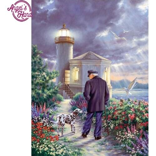 Full square diamond 5D DIY diamond embroidery Lighthouse Keeper diamond painting Cross Stitch Rhinestone mosaic decoration CX
