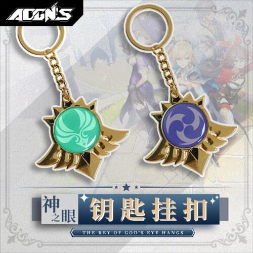 HOT Anime Genshin Impact Mondstadt Venti Klee Keychain Eye of Wind Fire Toy Thunder And Water Metal Keyring Cosplay Bag Pendant