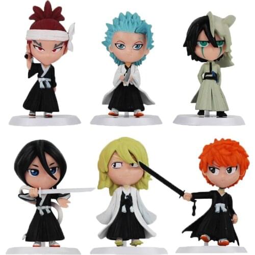 6Pcs/Set 6-8cm Anime Bleach Ichigo Ulquiorra cifer Renji Ichimaru Gin Toushirou PVC Action Figure Toys Gift for Kids