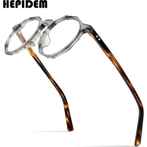 HEPIDEM Acetate Glasses Men Retro Vintage Polygon Eyeglasses Frame Women Myopia Optical Prescription Spectacles Eyewear 9161